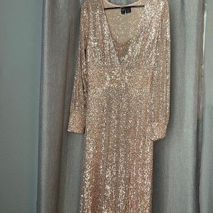 Long rose gold evening gown